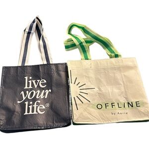 Aerie Black and Cream Tote Bag Duo